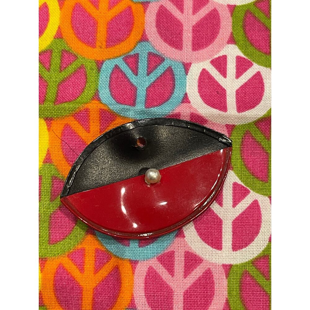 Crescent Clutch Red Black Pearl Ideal Vintage Doll Accessory Tammy #2 As Shown